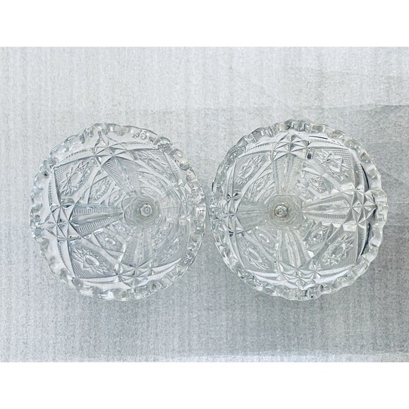 2 VTG EAPG Imperial Glass Vases  Starburst Pattern Clear Pressed Glass Heavy EUC - Picture 5 of 8